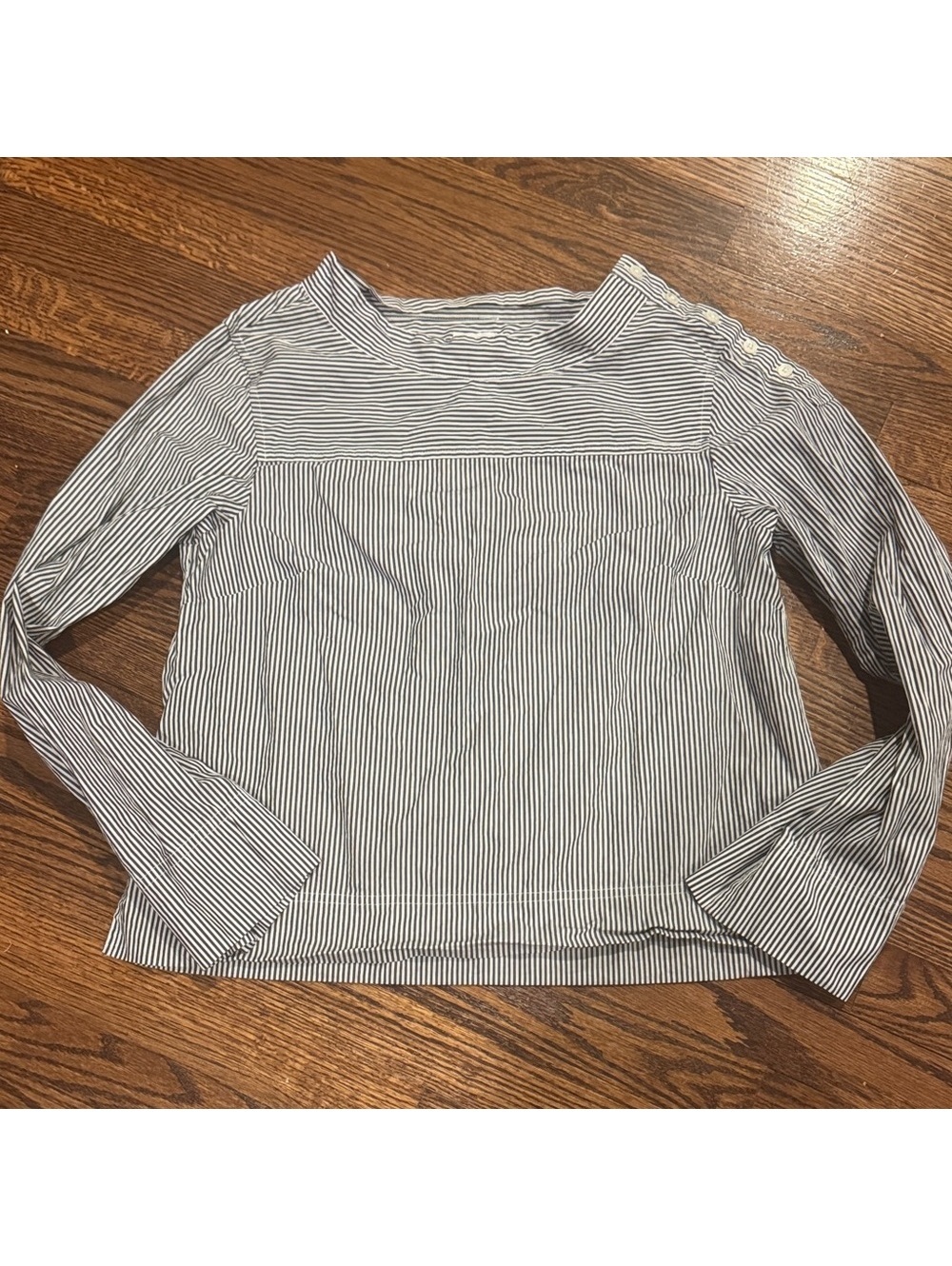 J Crew 100% Cotton Navy and White Stripped Shirt Size 6